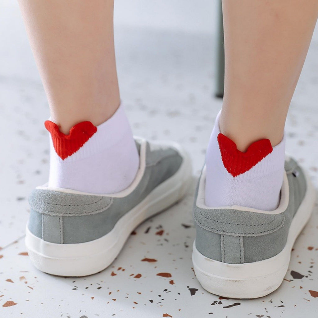 Anna-Kaci Women's Ankle Socks with Ribbed Heart-Shaped Heel Detail Soft Stretch Knit Comfort 3-Pack