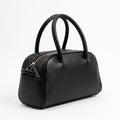 Structured Top Handle Handbag with Zipper Closure and Double Handles