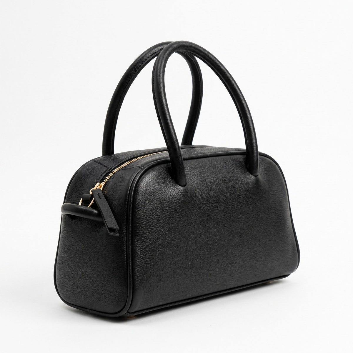 Structured Top Handle Handbag with Zipper Closure and Double Handles