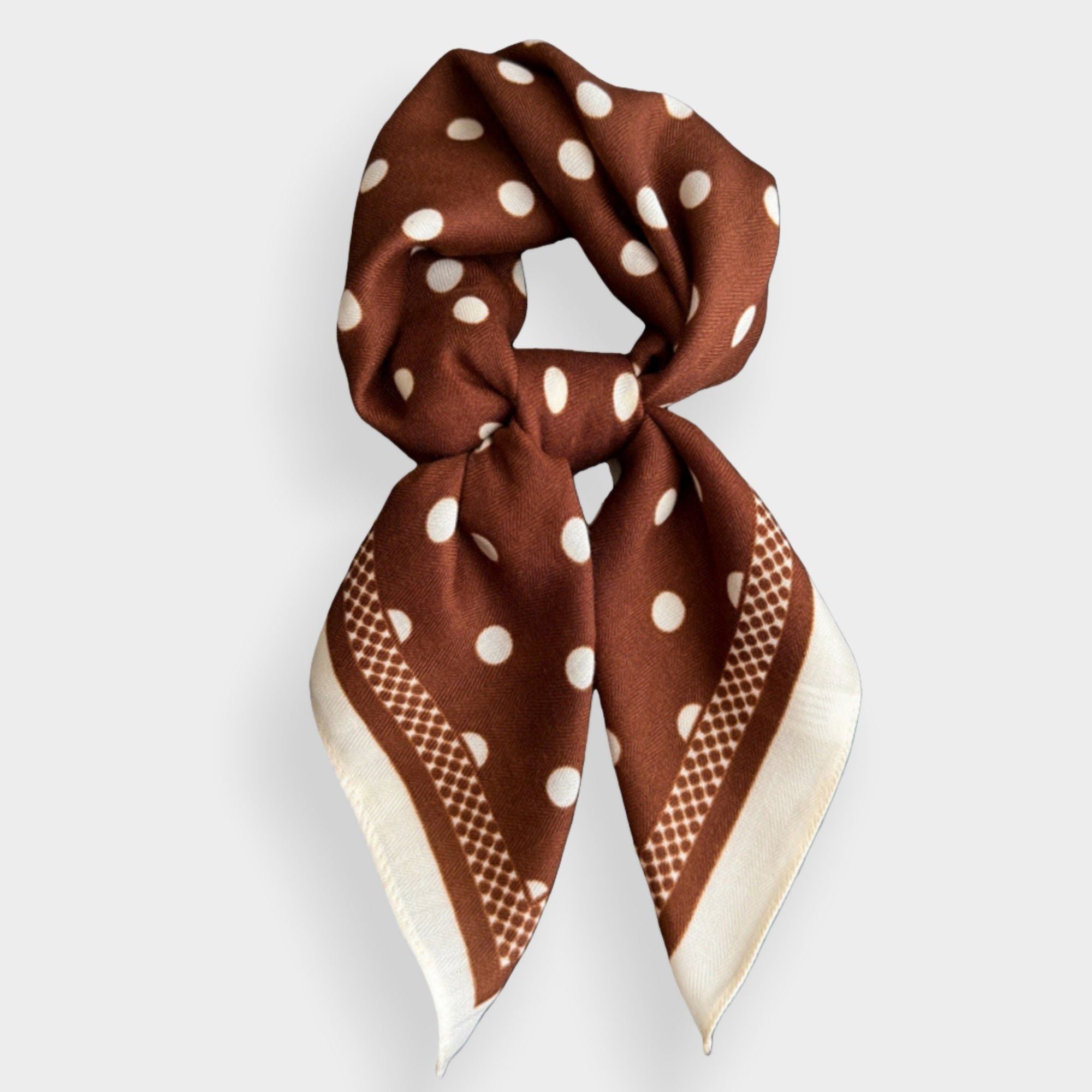 Anna-Kaci Women's Polka Dot Satin Square Scarf with Contrasting Border Trim 27x27in
