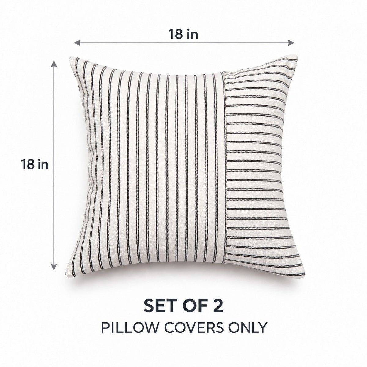 2 Pack Striped Textured Throw Pillow Covers 18 x 18 Inch for Couch Sofa and Bed