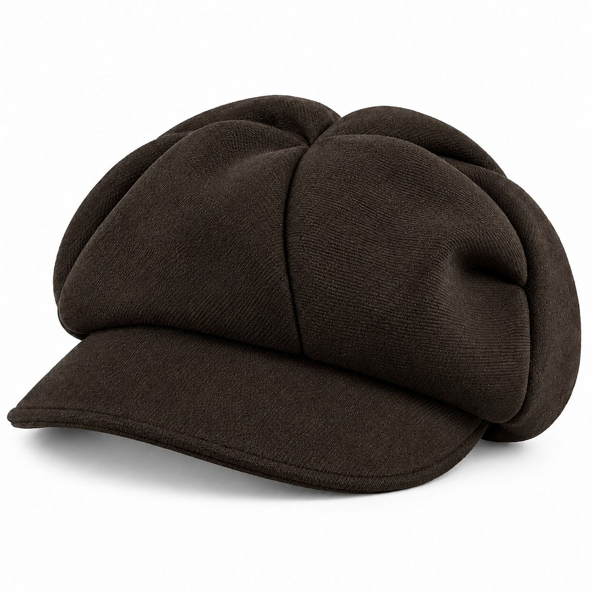 Textured Newsboy Cap with Rounded Panel Crown