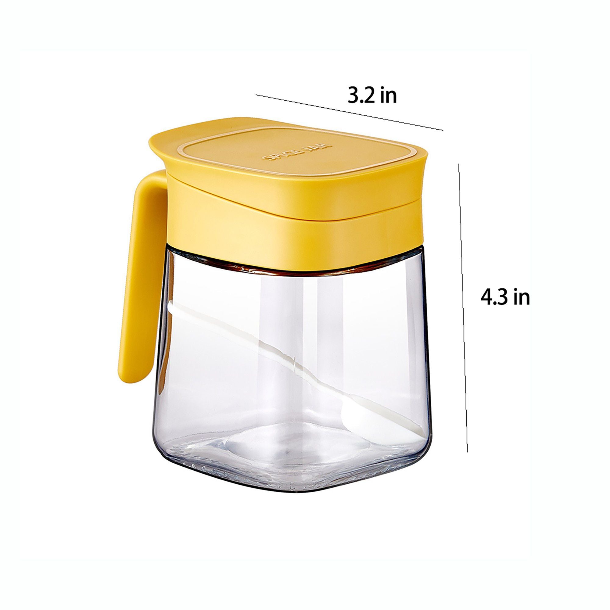 Glass Seasoning Jar with Spoon, Lid and Easy-Grip Handle