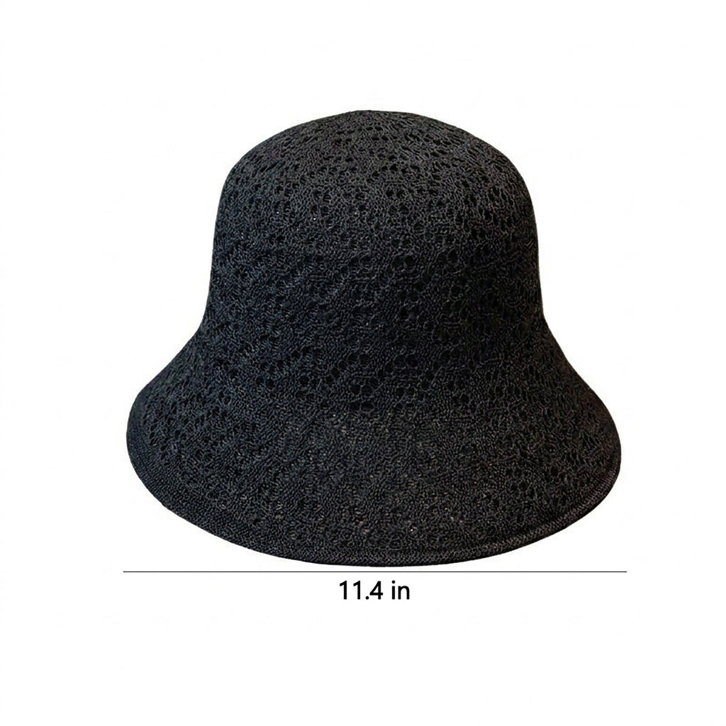 Crochet Bucket Sun Hat with Open Weave Texture and Flexible Brim Design