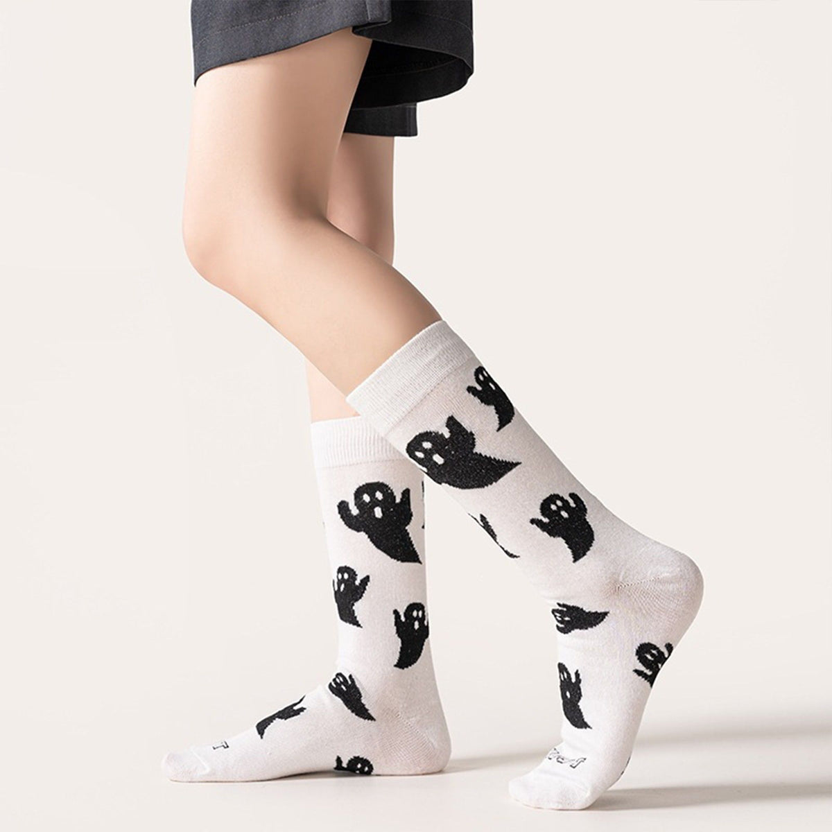 Halloween Ghost Crew Socks 3 Pair Pack Novelty Pattern