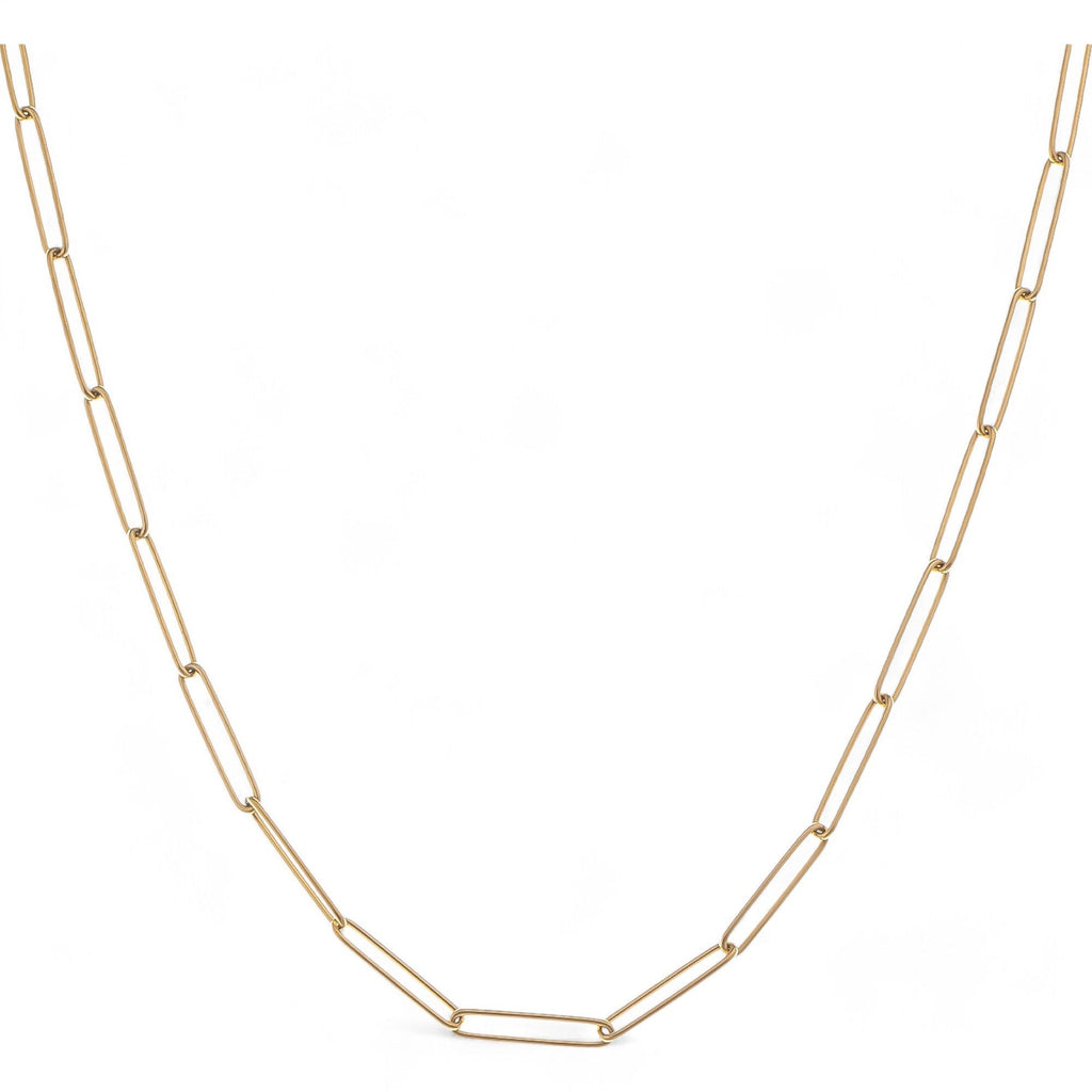 Women's Minimalist Gold Tone Paperclip Chain Fashion Necklace Simple Modern Design