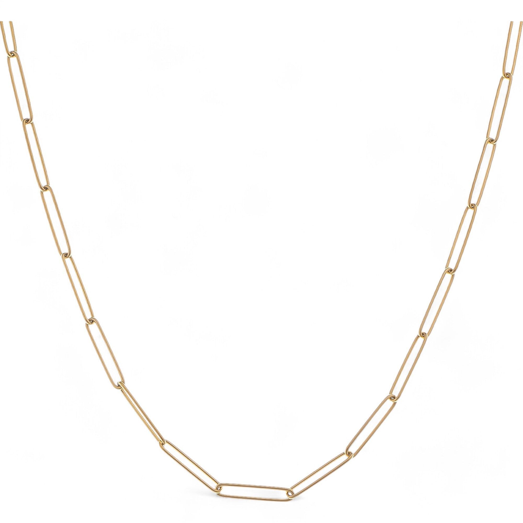 Women's Minimalist Gold Tone Paperclip Chain Fashion Necklace Simple Modern Design