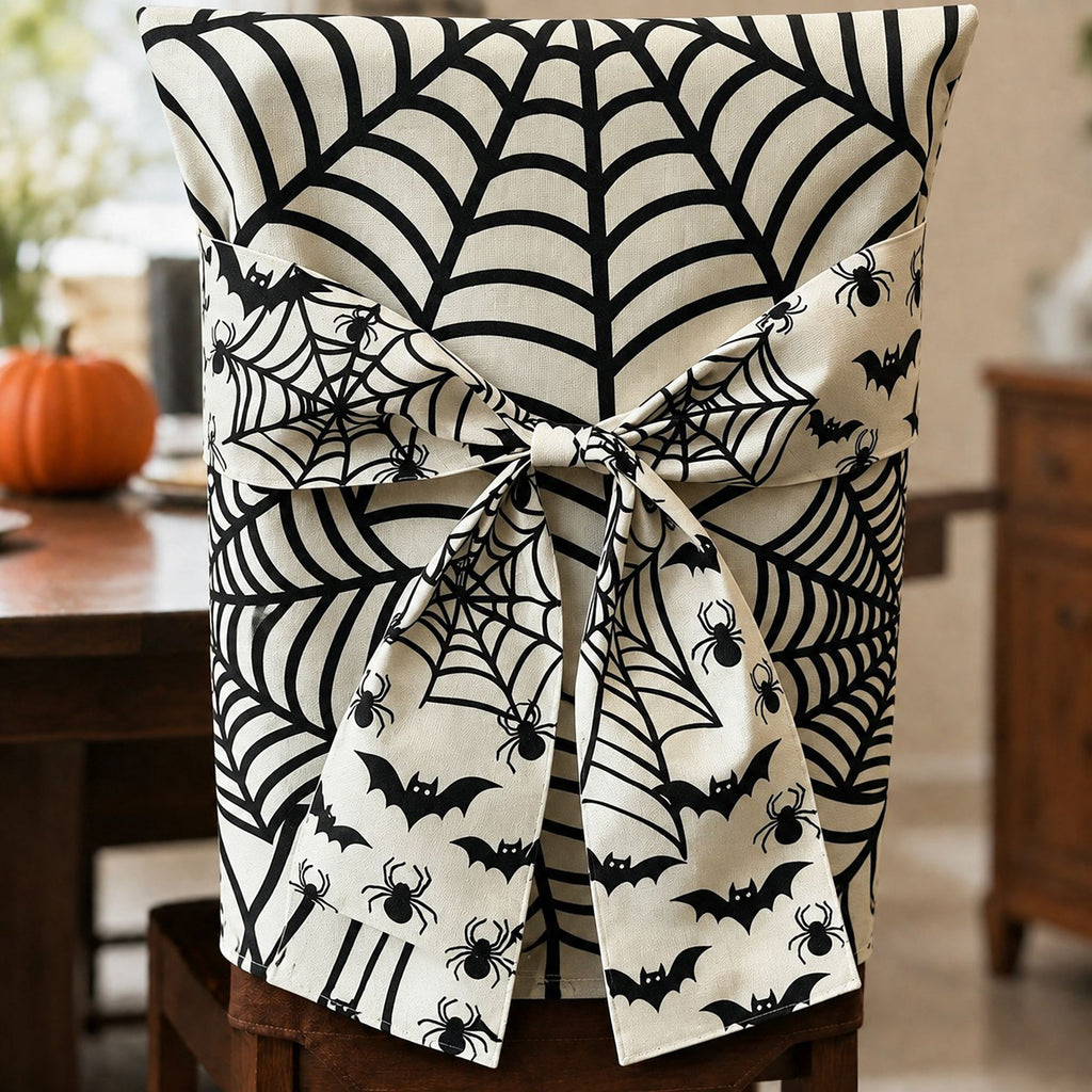 Halloween Dining Chair Back Cover with Decorative Bow
