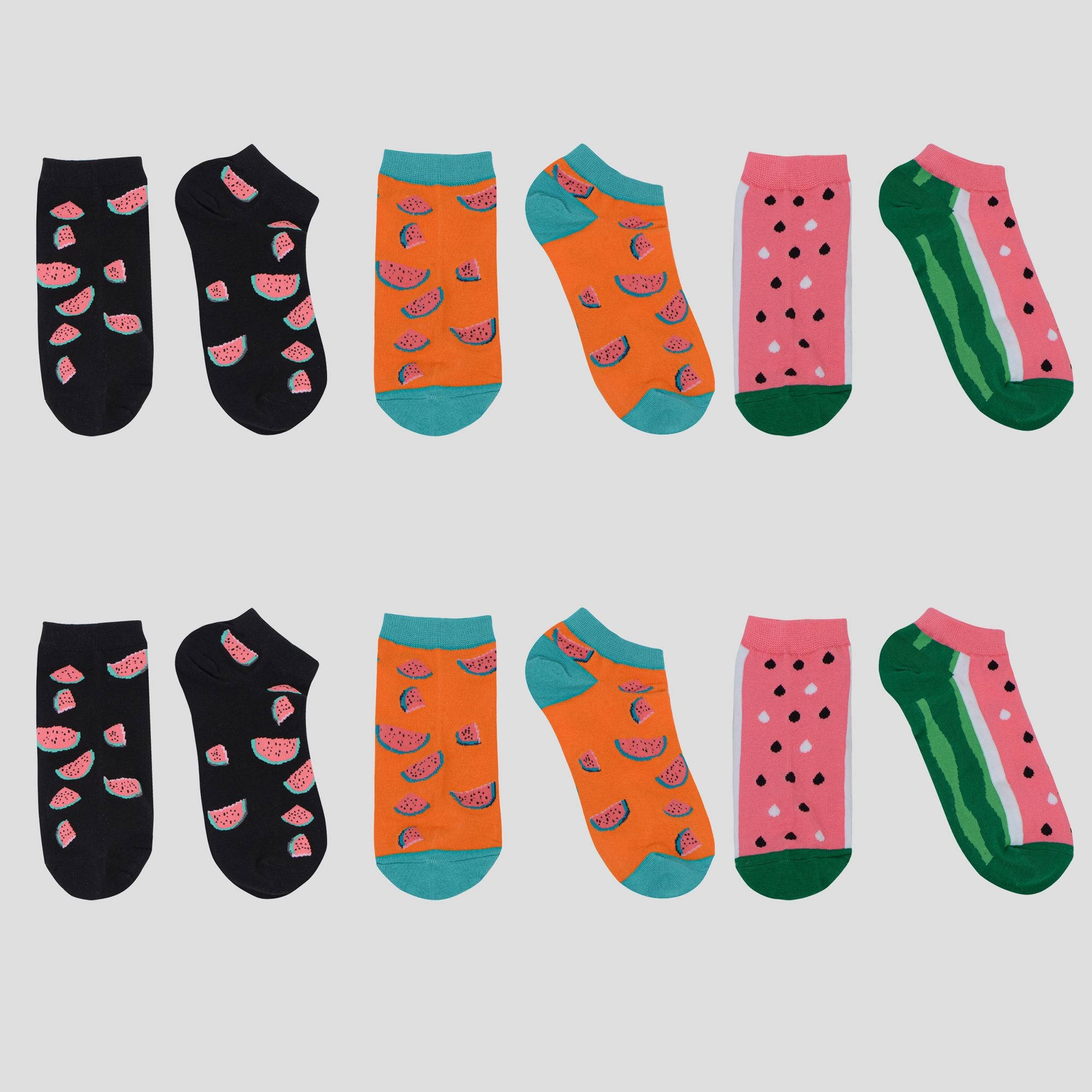 Anna-Kaci Women's  Fruit Print No Show Socks Breathable Cotton 6pk