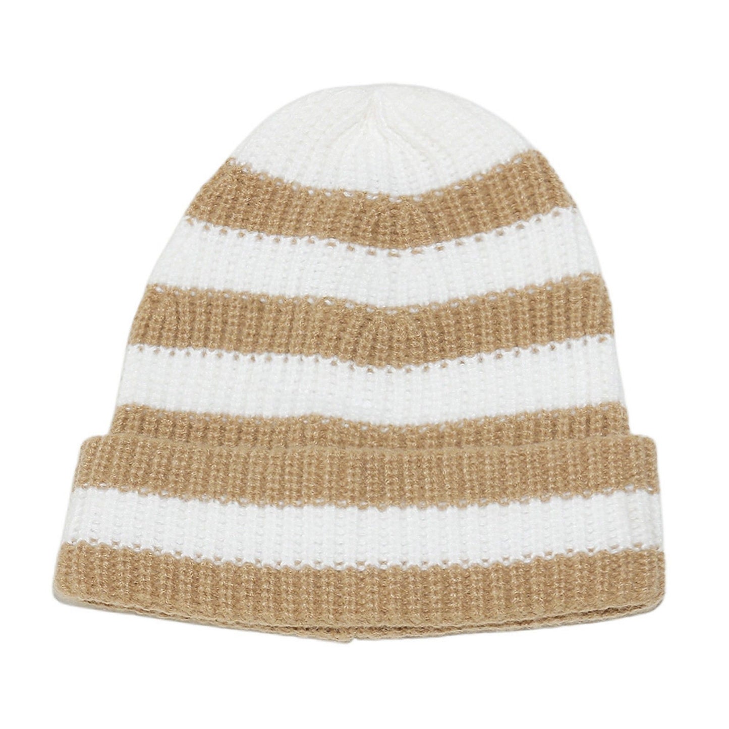 Anna-Kaci Unisex Striped Knit Beanie Hat Cuffed Warm Winter Cap
