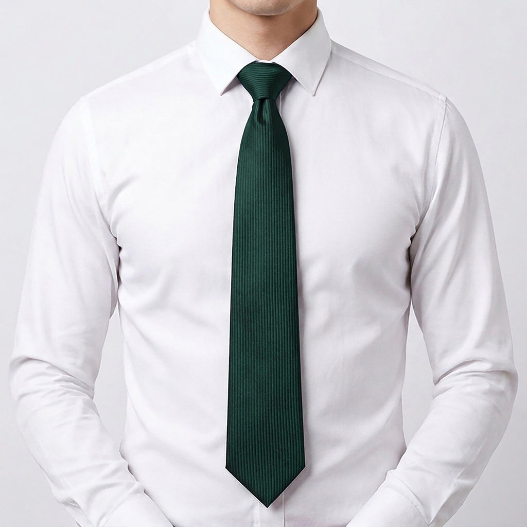 Men's Subtle Ribbed Texture Solid Tie Classic Necktie 57 Inch Length 3.1 Inch Width Formal Business Accessory