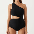 Anna-Kaci Swim Women's Maternity One-Shoulder Swimsuit with Cutout Detail and High Waist Design
