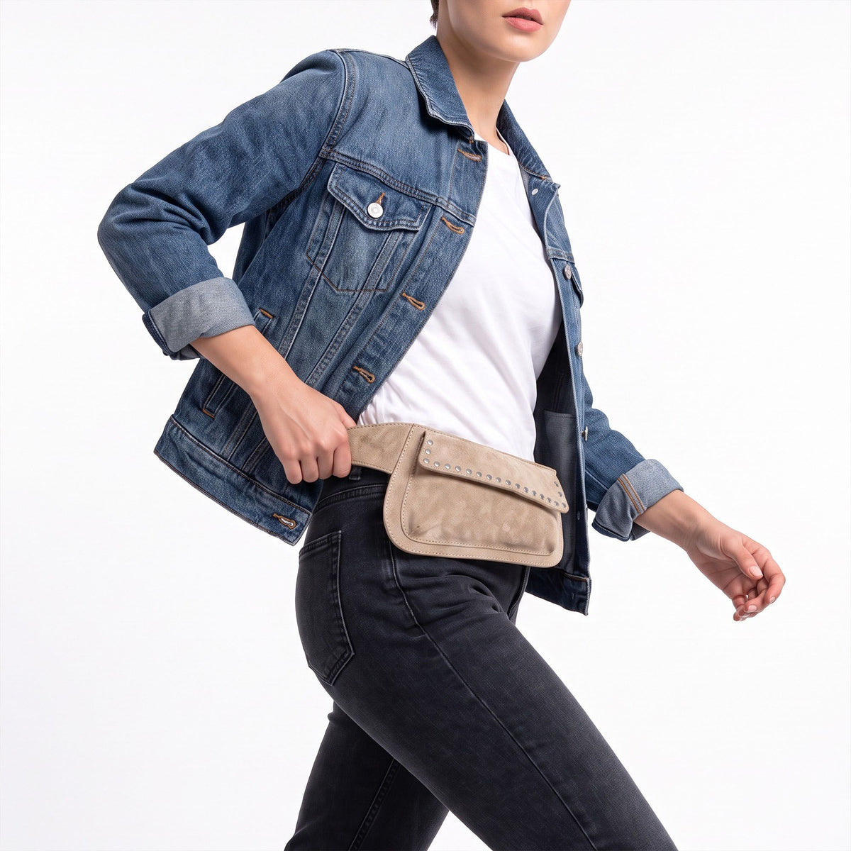 Studded Faux Suede Belt Bag Waist Pack