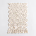 Ivory Floral Embroidered Table Runner with Fringe 13x47.2in