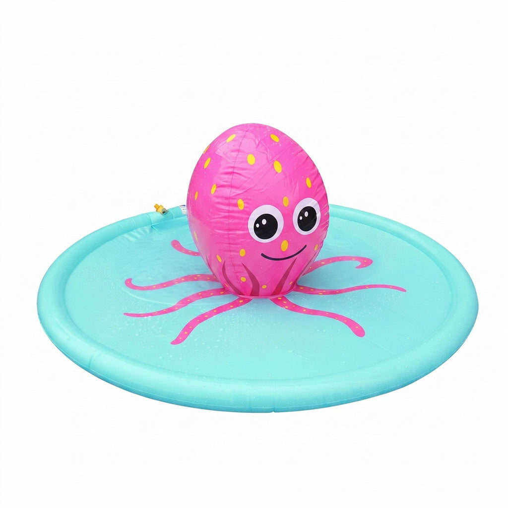 Kids Octopus Splash Pad Sprinkler Mat with Inflatable Center