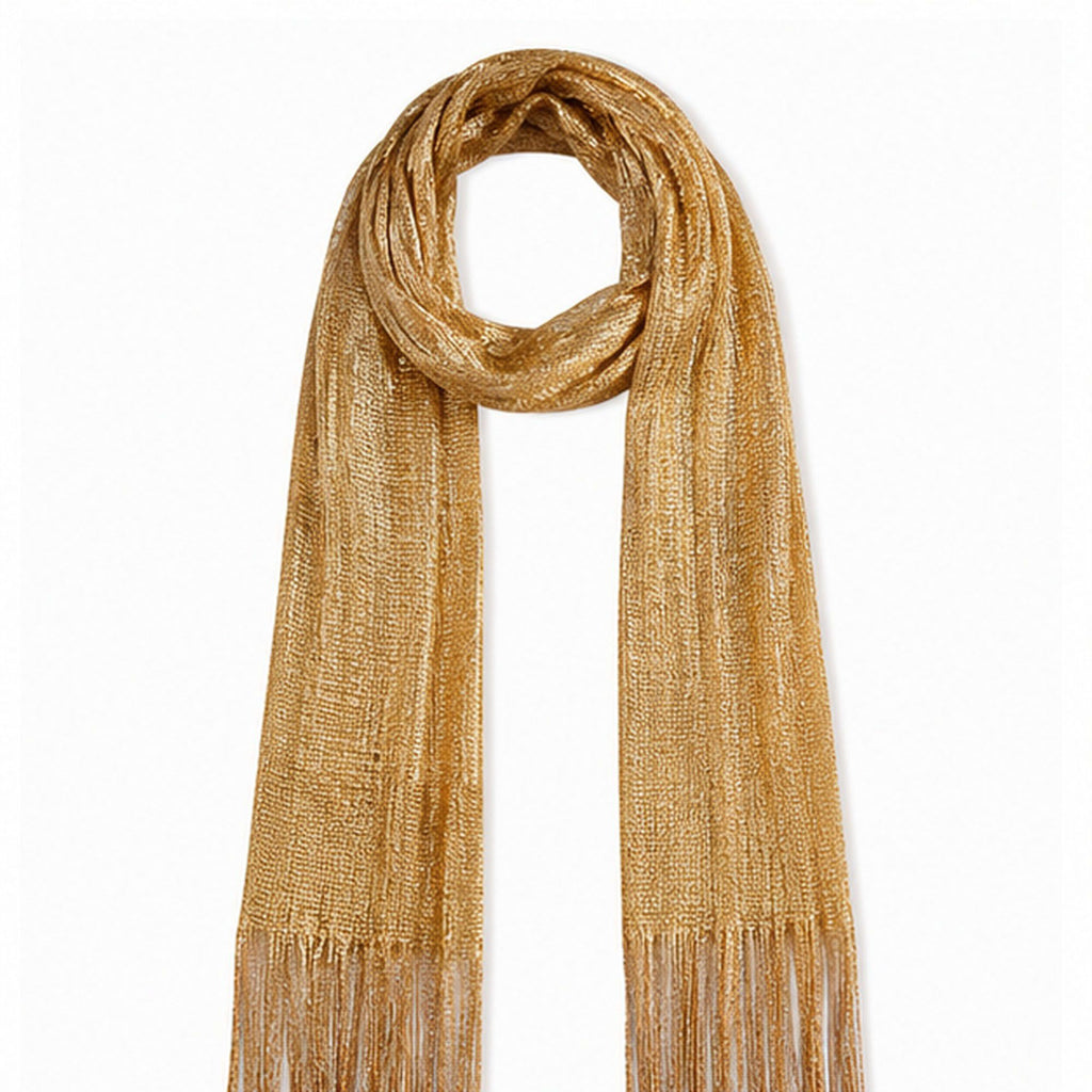 Metallic Shimmer Fringe Long Scarf