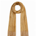 Metallic Shimmer Fringe Long Scarf