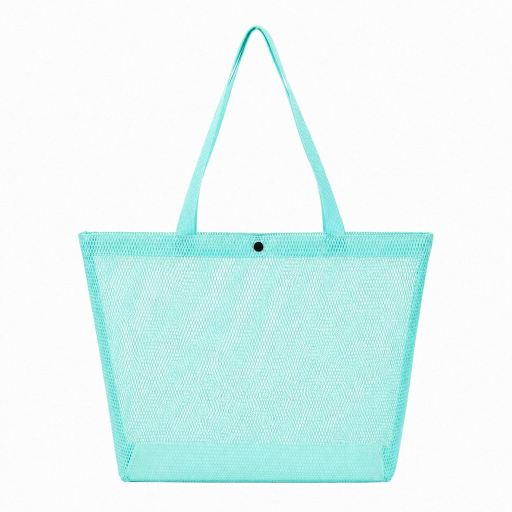 Reusable Mesh Shopping Tote Bag with Snap Closure and Carry Handles