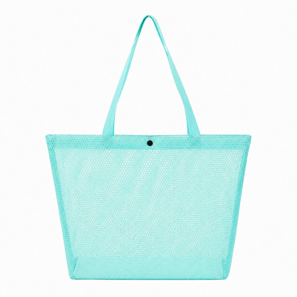 Reusable Mesh Shopping Tote Bag with Snap Closure and Carry Handles
