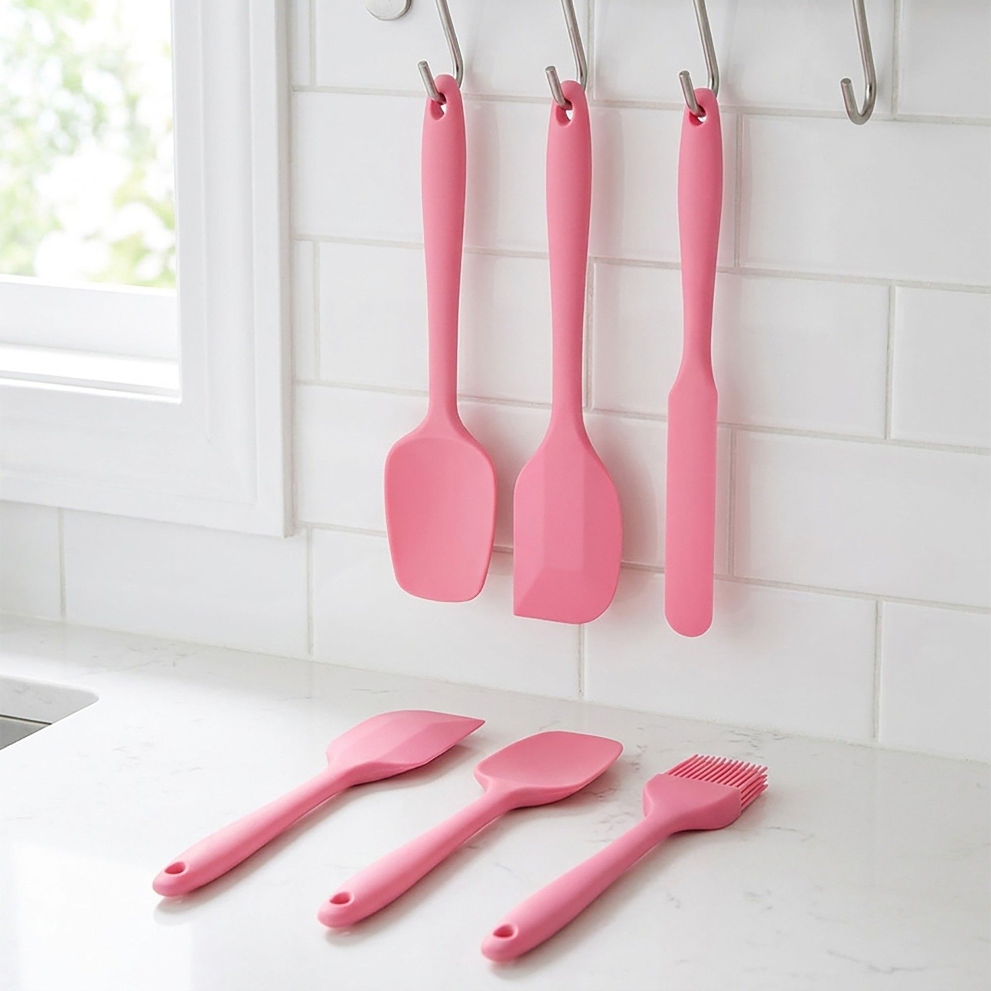 6-Piece Silicone Spatula Set with Handles, Flexible and Durable Kitchen Tools for Cooking and Baking