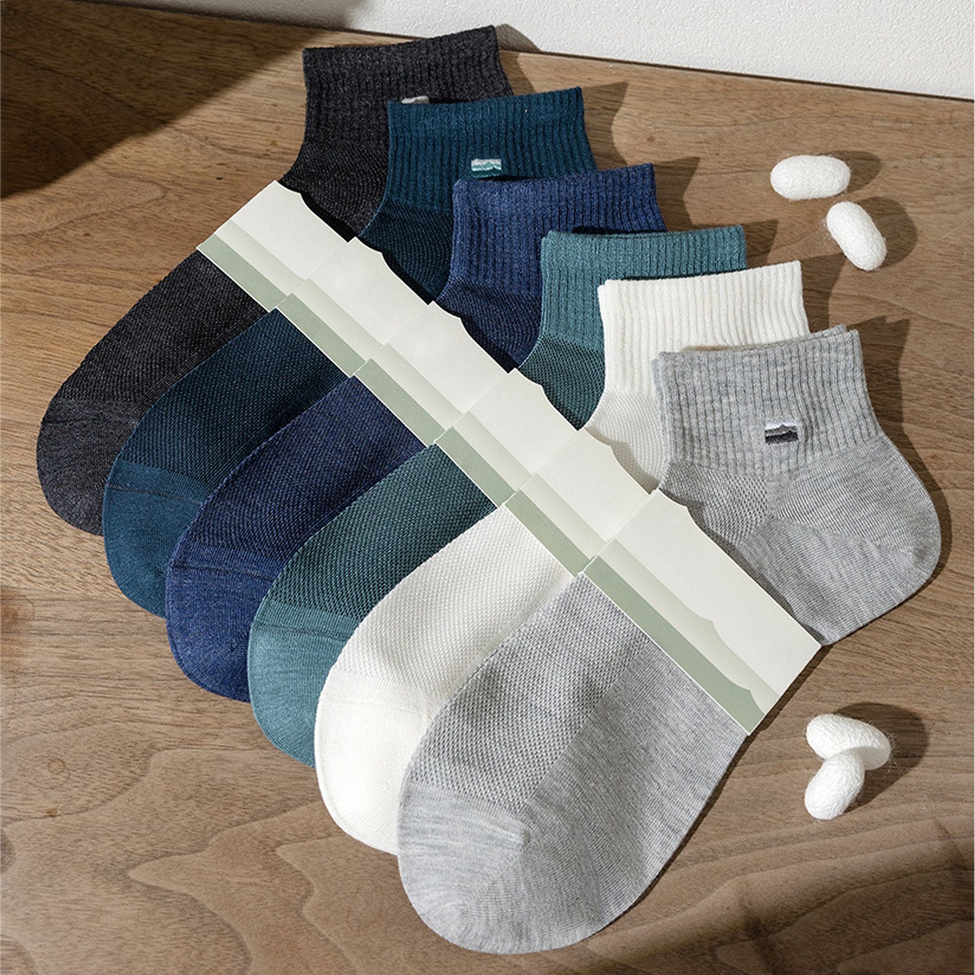 Anna-Kaci Men's 6pk Summer Breathable Mesh Ankle Socks