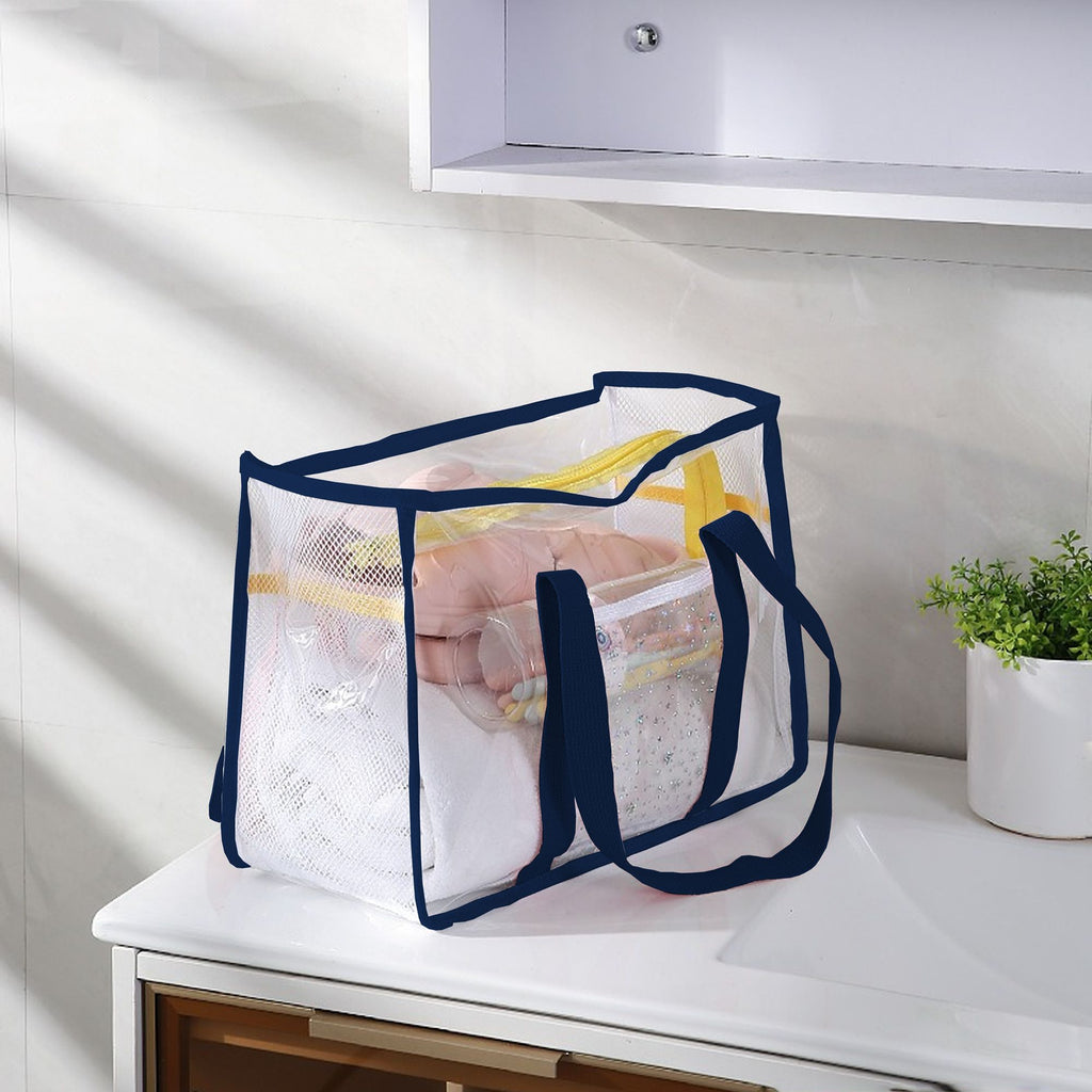 Anna-Kaci Women's Transparent Mesh Beach Tote Bag - Waterproof Travel Shoulder Bag