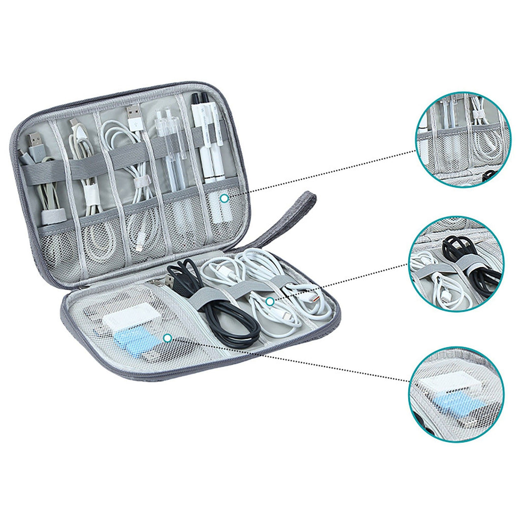 Electronic Organizer Case with Zipper Closure Cable Storage Pouch Portable Travel Tech Accessories Organizer Bag