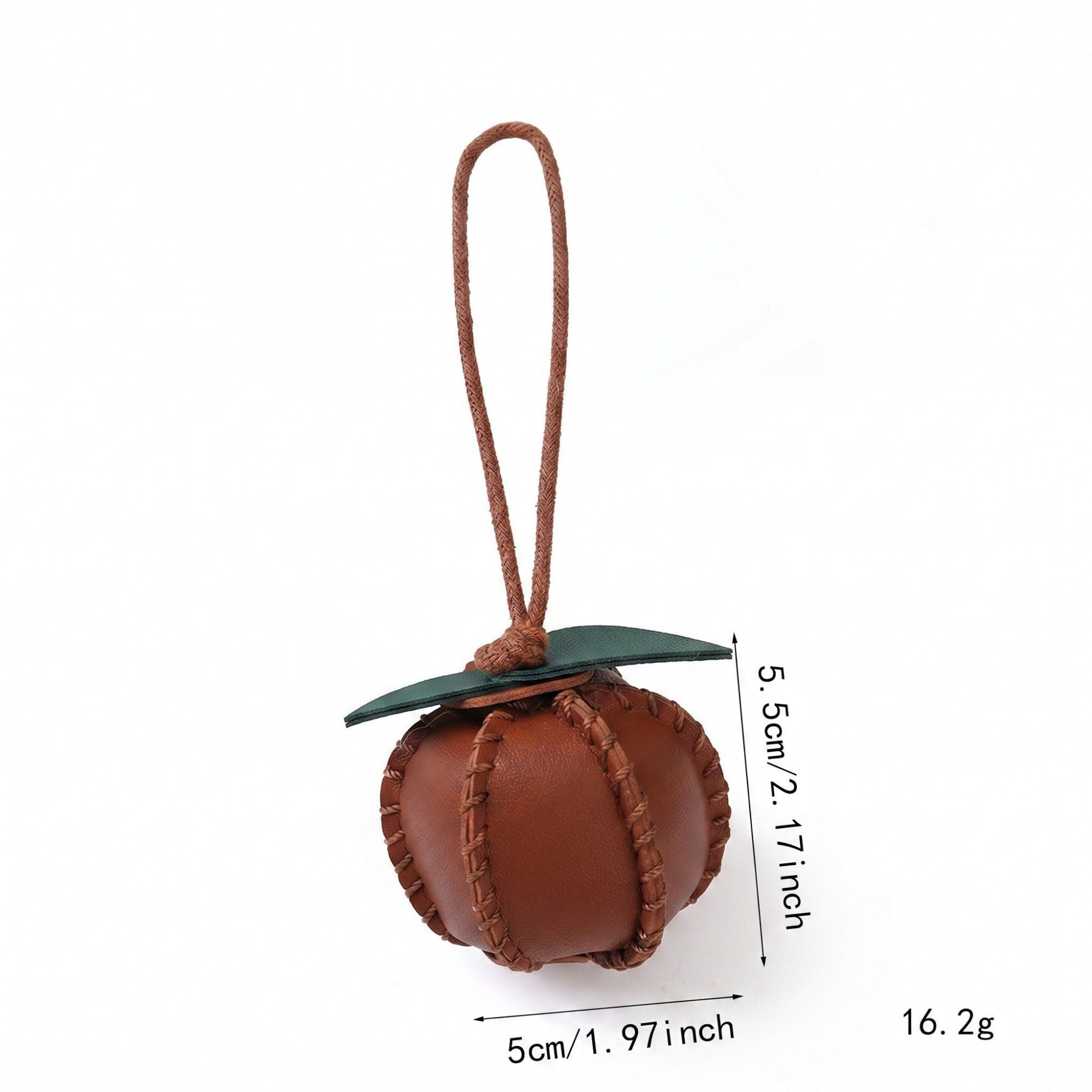 2-Piece Womens Faux Leather Bag Charm with Cord Loop Leaf Accent and Textured Stitch Detail
