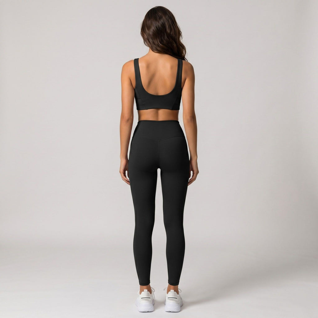 Wide Strap Sports Bra Scoop Neck High Impact Supportive Workout Yoga Gym Crop Top