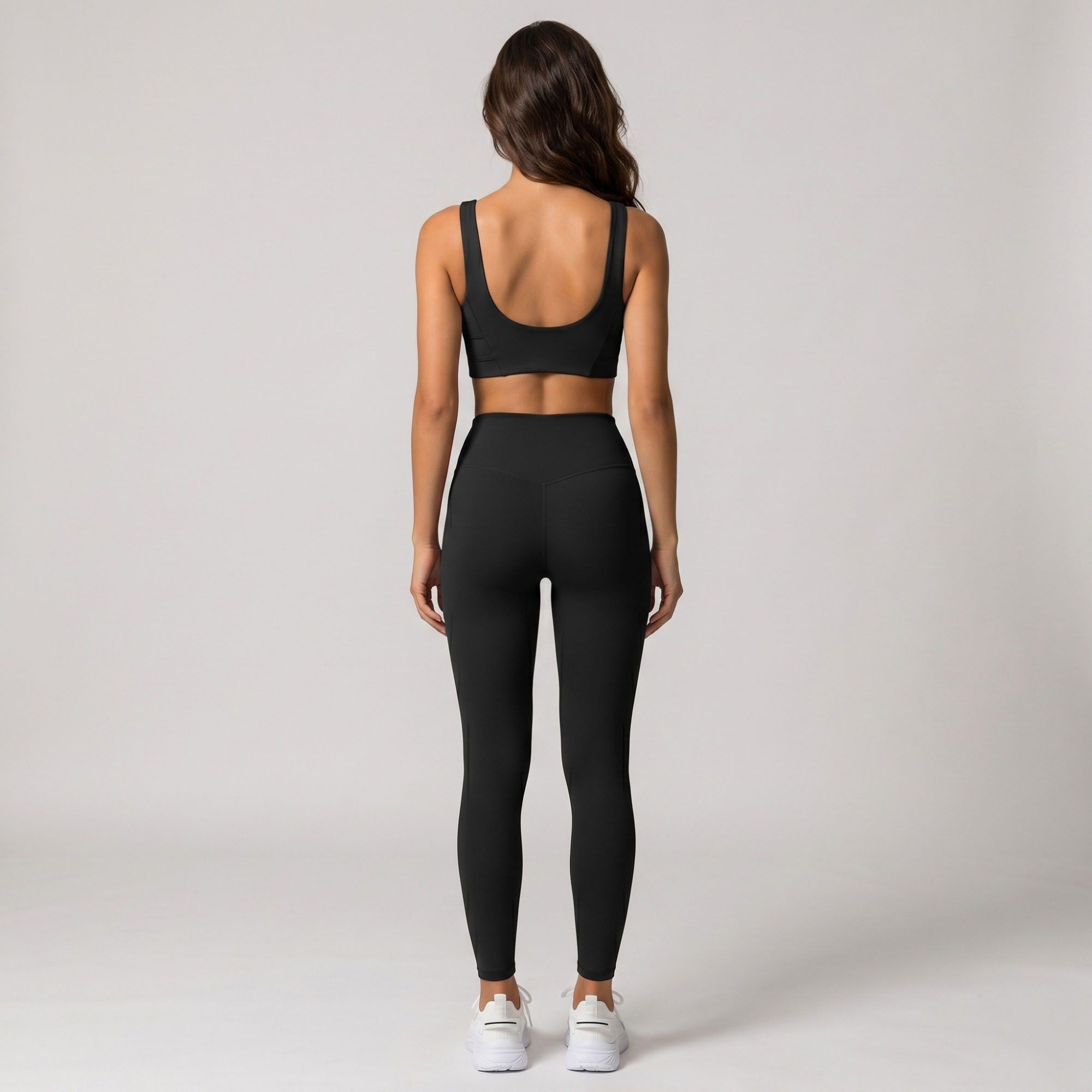 Wide Strap Sports Bra Scoop Neck High Impact Supportive Workout Yoga Gym Crop Top