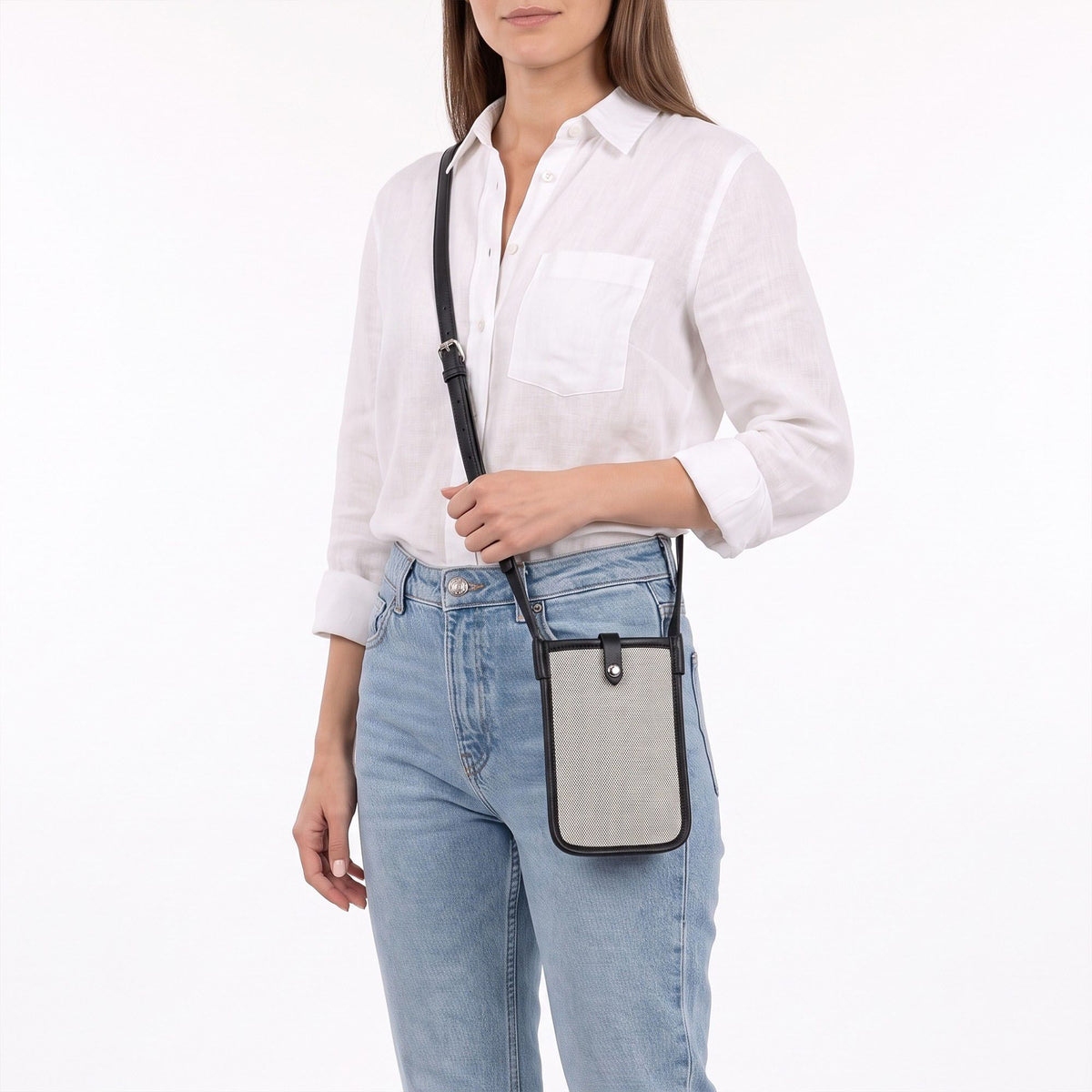 Mini Crossbody Phone Bag with Adjustable Strap and Snap Closure