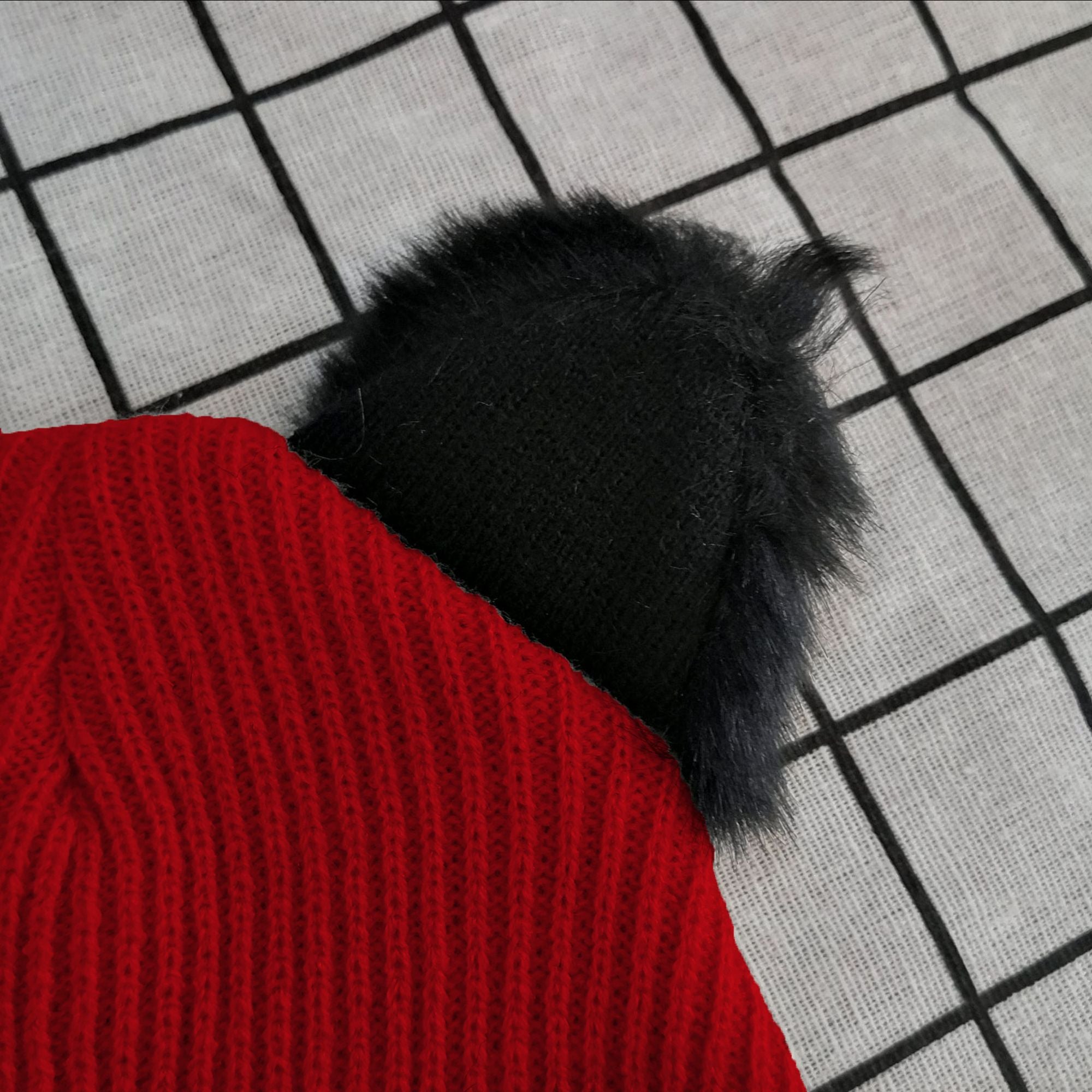 Anna-Kaci Women's Cat Ear Knit Beanie - Faux Fur Ears with Valentine Heart Whisker Embroidery for Cute Casual Winter Wear