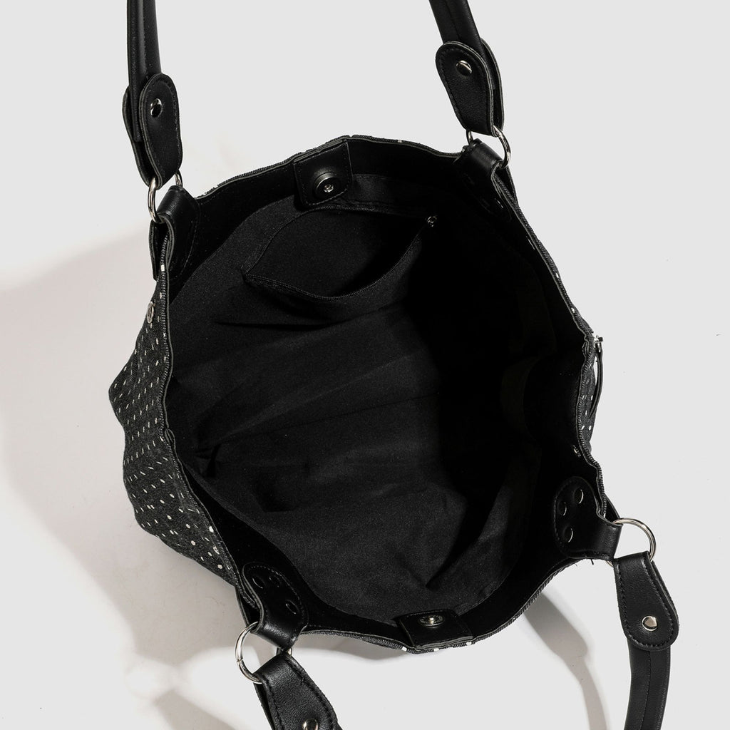 Polka Dot Hobo Shoulder Bag with Front Zipper Pocket