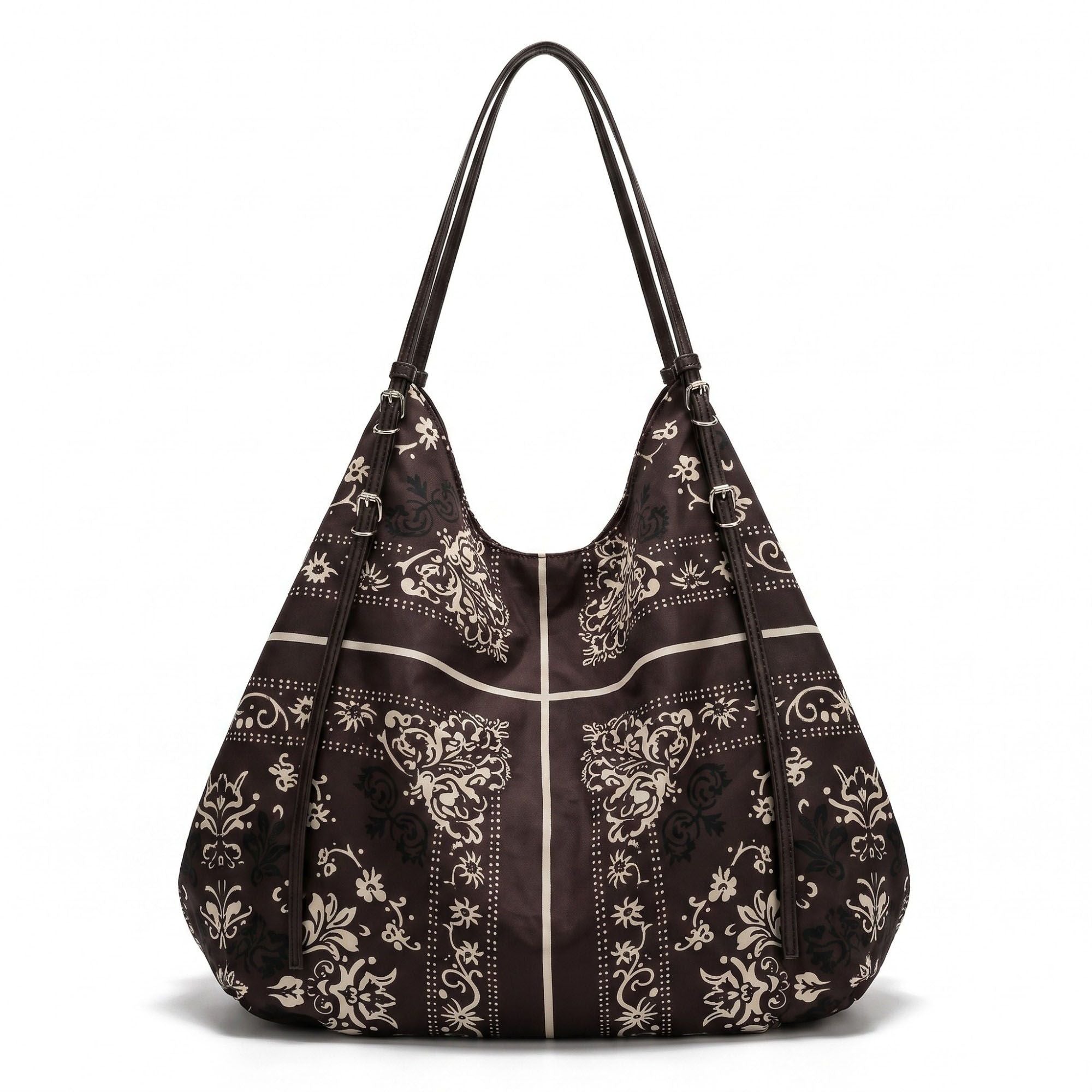 Oversized Bandana Print Hobo Shoulder Bag with Double Handles