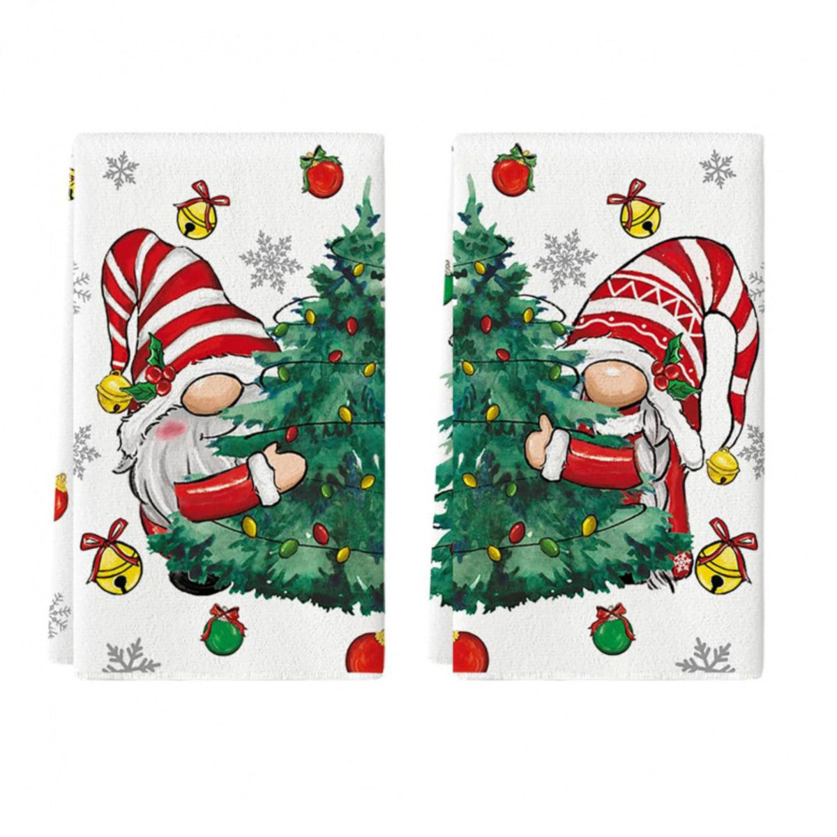 2-Pack Christmas Kitchen Towels 15.7x23.6in, Gnome & Tree Microfiber Hand Towels