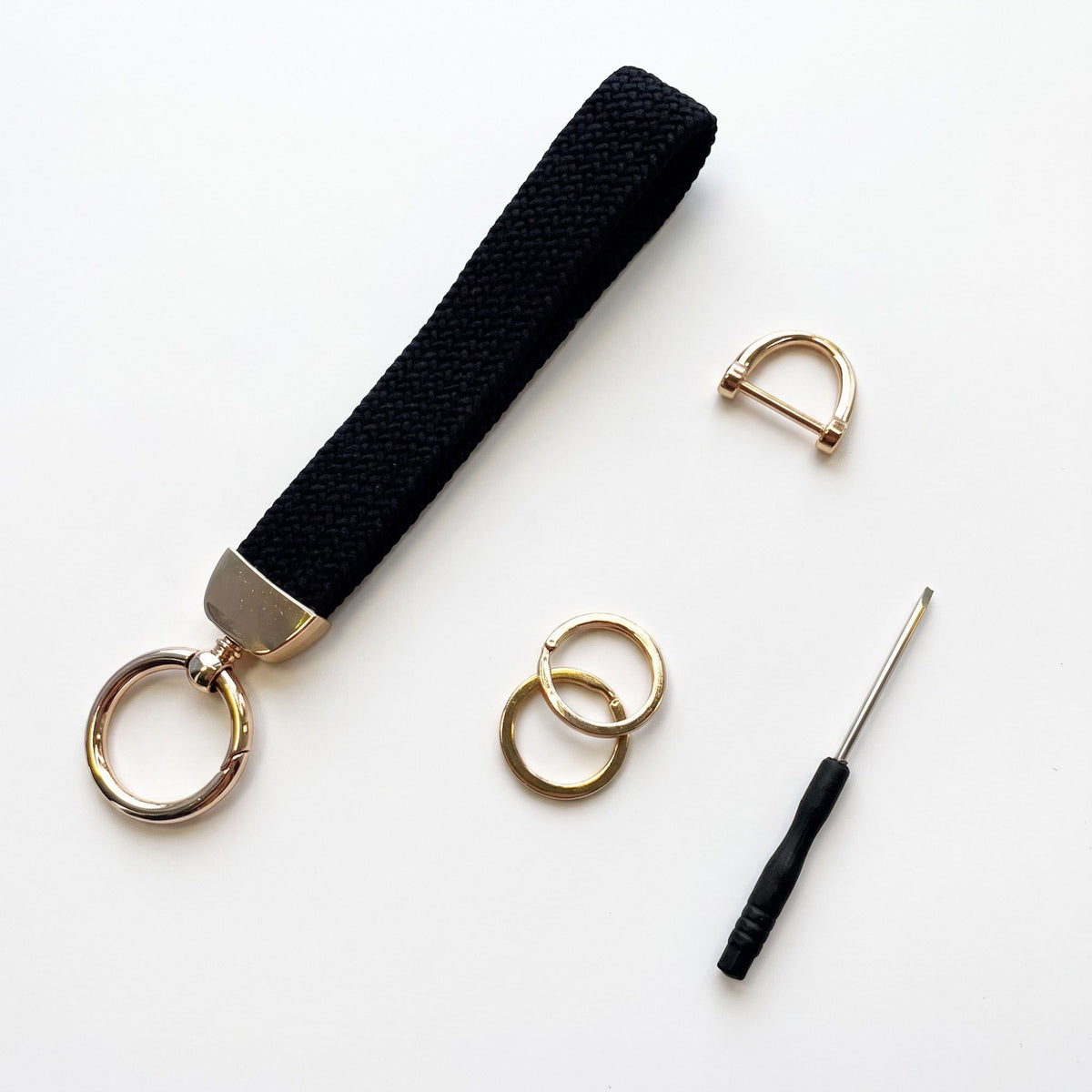 Woven Wristlet Keychain Strap with Hardware Kit