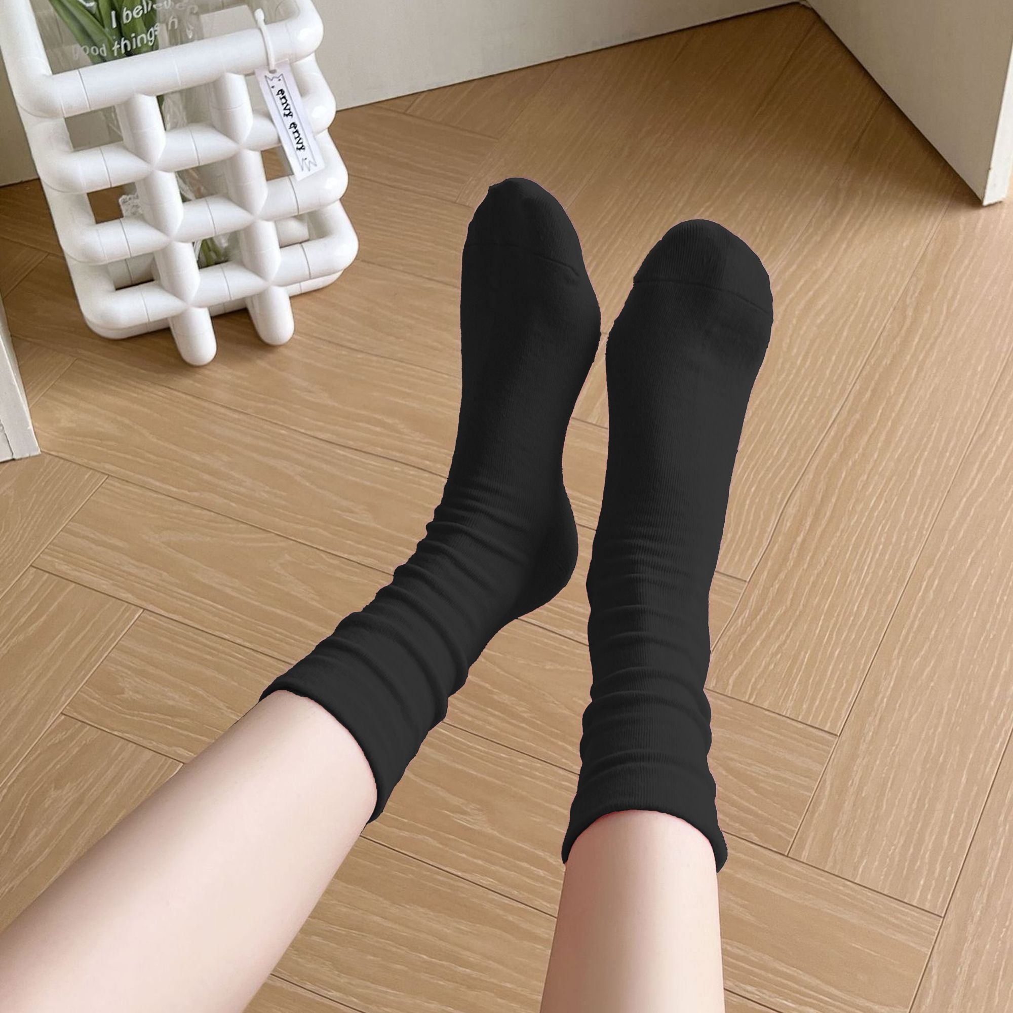 Anna-Kaci Women's Slouchy Ankle Socks Soft Solid Cotton for Casual Comfort 2 Pairs