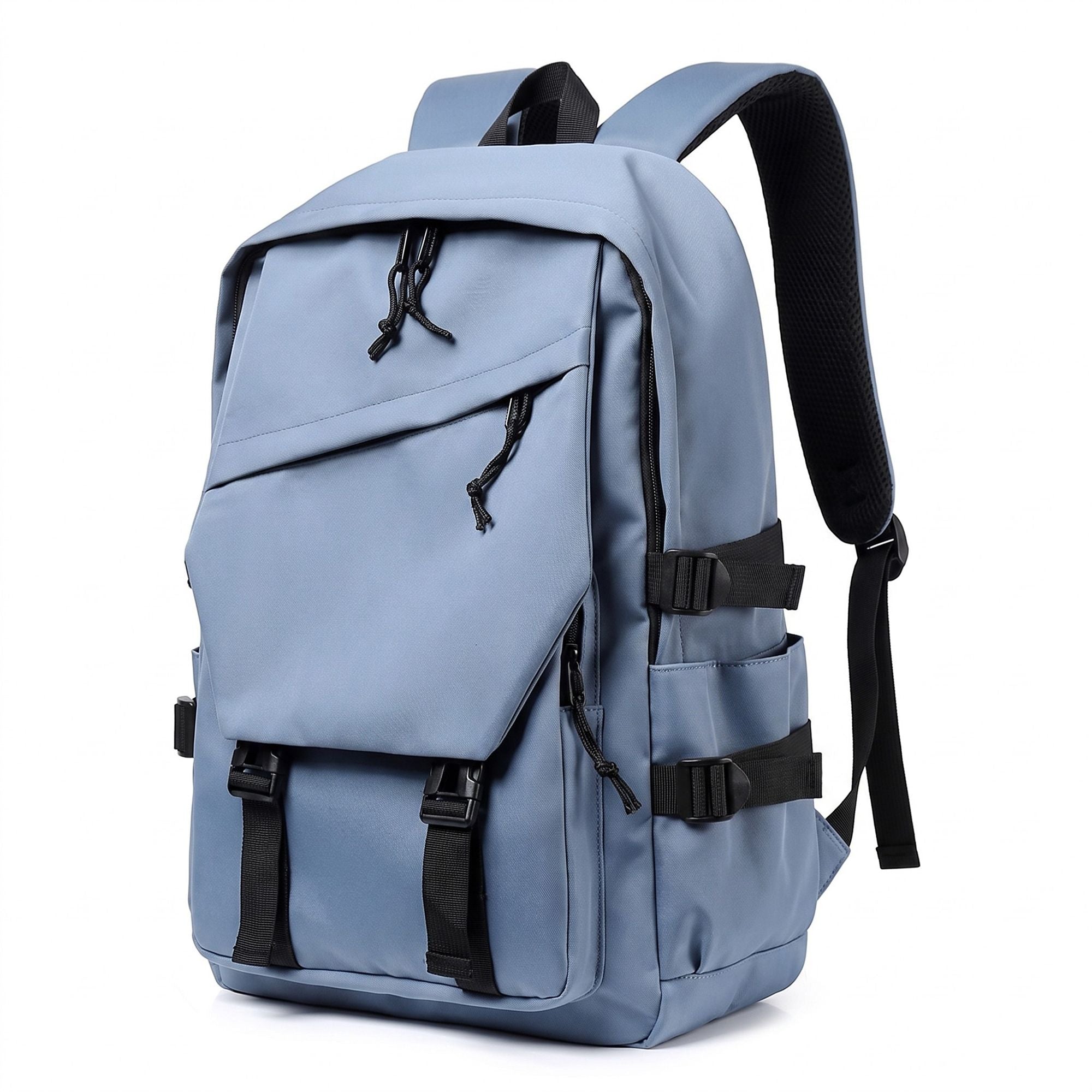 Large Laptop Backpack with Front Flap Pocket Buckle Straps Side Pockets and Padded Shoulder Straps