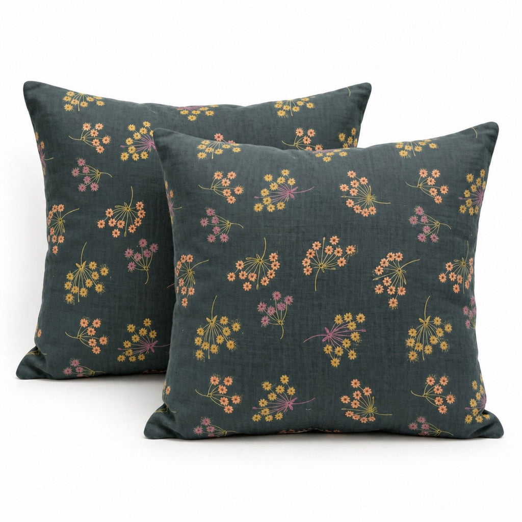 2-Piece Cotton Pillowcases with Floral Print Design for Bedroom, Soft and Cozy Bedding Set 17.7x17.7in