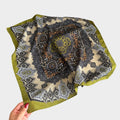 Anna-Kaci Women's Ornate Paisley Medallion Print Square Scarf with Soft Lightweight Fabric and Decorative Border Detail 26.7x26.7in