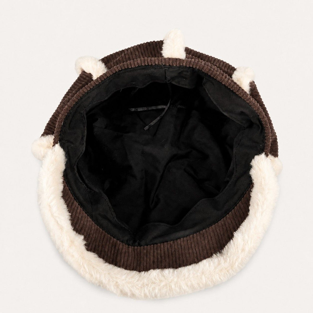 Corduroy Newsboy Cap Faux Fur Trim Baker Boy Hat Warm Casual Style