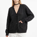 Oversized V Neck Button Front Cardigan with Pockets