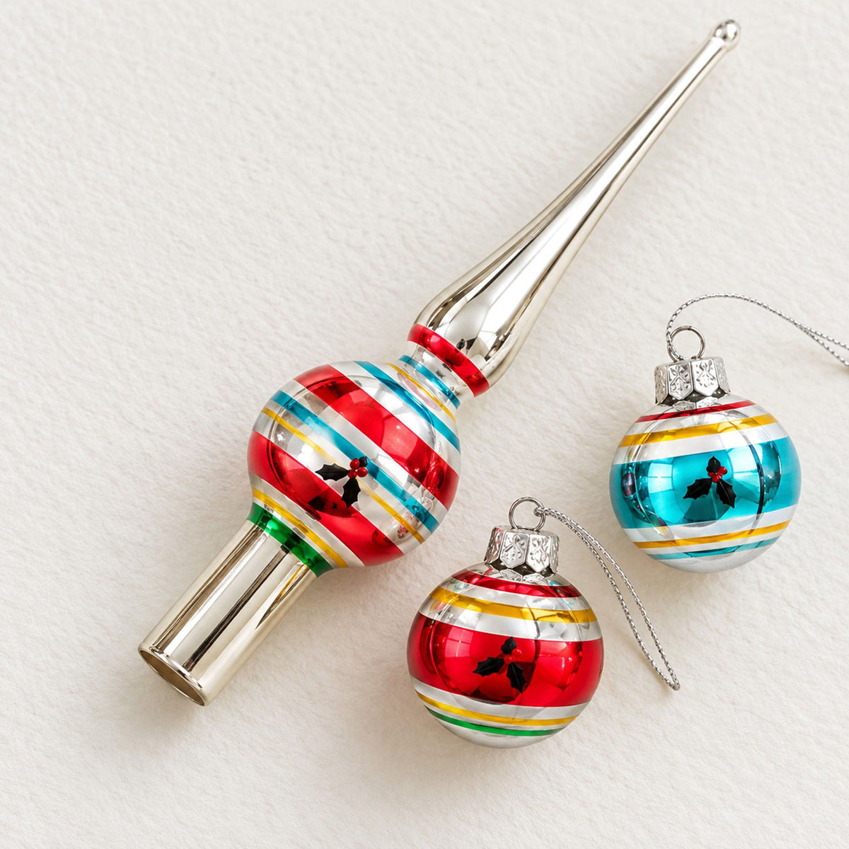17 Piece Mini Christmas Ball Ornaments and Tree Topper Set Gift