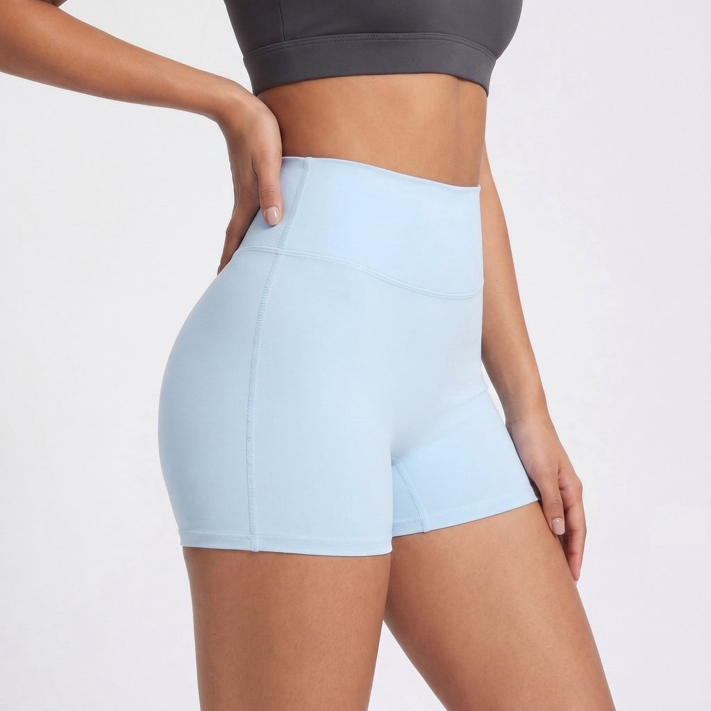 High Waist Workout Biker Shorts Wide Waistband Yoga Training Active Shorts