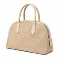 Faux Suede Satchel Bag with Double Handles Zip Closure and Interior Pockets