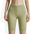 High Waist Knee-Length Biker Shorts with Contrast Waistband