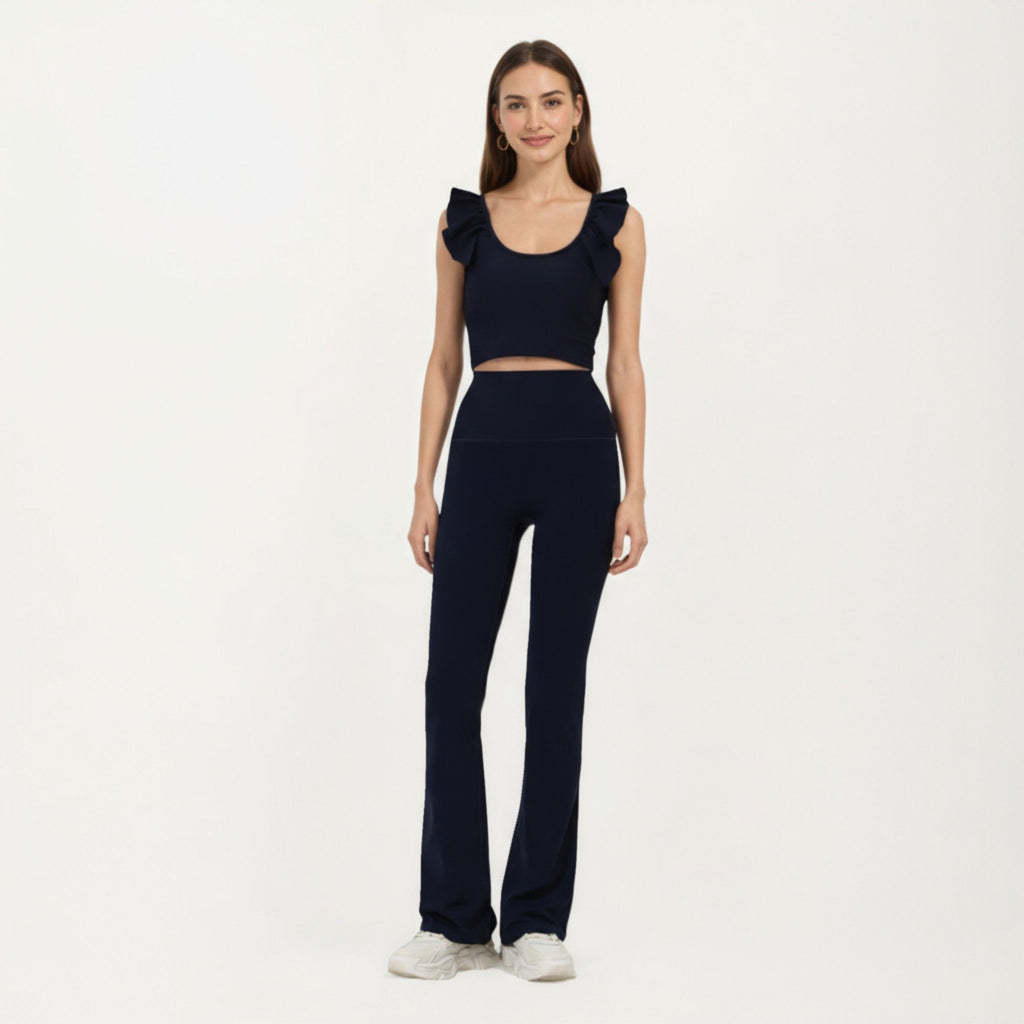 Anna-Kaci Active Women's High Waist Flare Sweatpants with Slim Fit Stretch Fabric