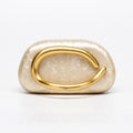 Marbled Acrylic Clutch Bag with Sculptural Gold Tone Handle Statement Evening Handbag 7.5x4x2.7 in