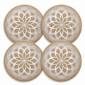 4 Piece Mandala Placemat Set Metallic PVC Heat Resistant Round Table Mats for Dining Table