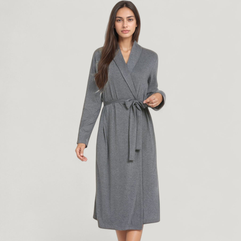 Anna-Kaci Lounge Women's Long Sleeve Wrap Robe with Waist Tie and Side Slits